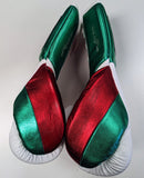 White / Metallic Green & Red  Pro Fight Gloves