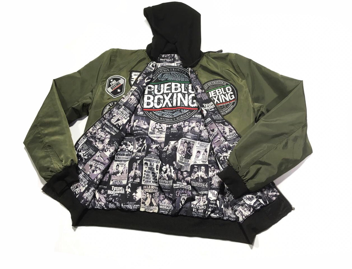 Army Green Reversible Pueblo Boxing Bomber Jacket