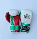 Velcro Pro Training Gloves - White / Metallic Green & Red
