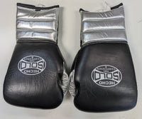 Metallic Sliver and Black Sparring Gloves