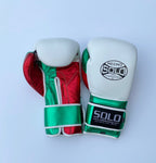 White/ Metallic Green & Red Pro Training Gloves